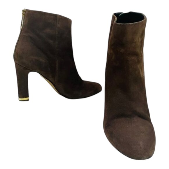 Kate Spade New York Womens Akane Suede Ankle Boots Size 6.5B Brown W/ Gold Heel - Picture 6 of 10
